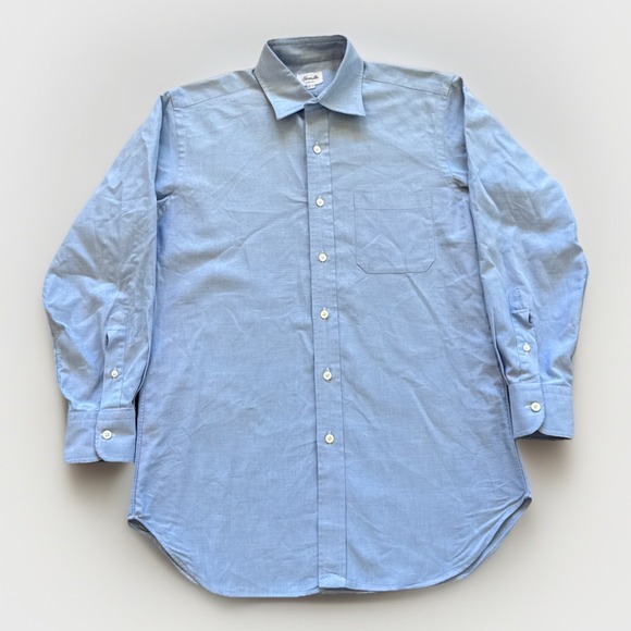 Hamilton Dress Shirt‎ Mens M 14.5/32 Blue Cotton Classic Sport Oxford Bespoke - Picture 1 of 13